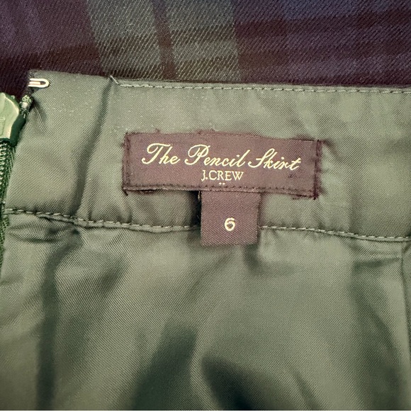 J. Crew Navy and Green Plaid Pencil Skirt | 6 - Picture 3 of 4